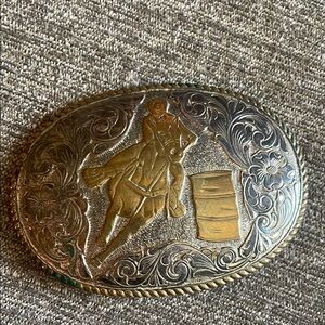 Vintage Crumrine Western Belt Buckle with Horse Design